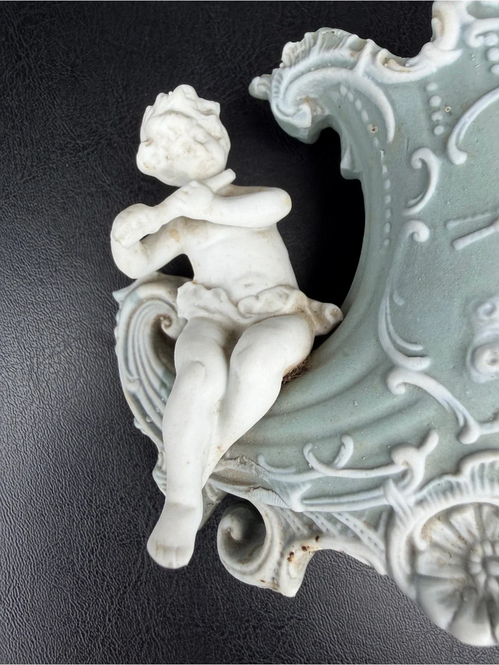 VINTAGE Rococo Cherub Bisque Vase